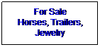 Text Box: For Sale
Horses, Trailers, Jewelry
